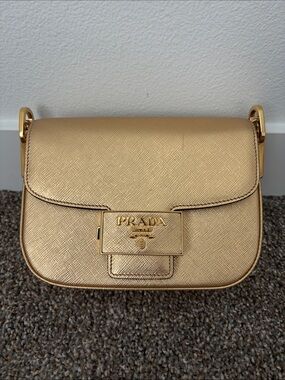 Prada Metallic Gold Saffiano Crossbody Bag
